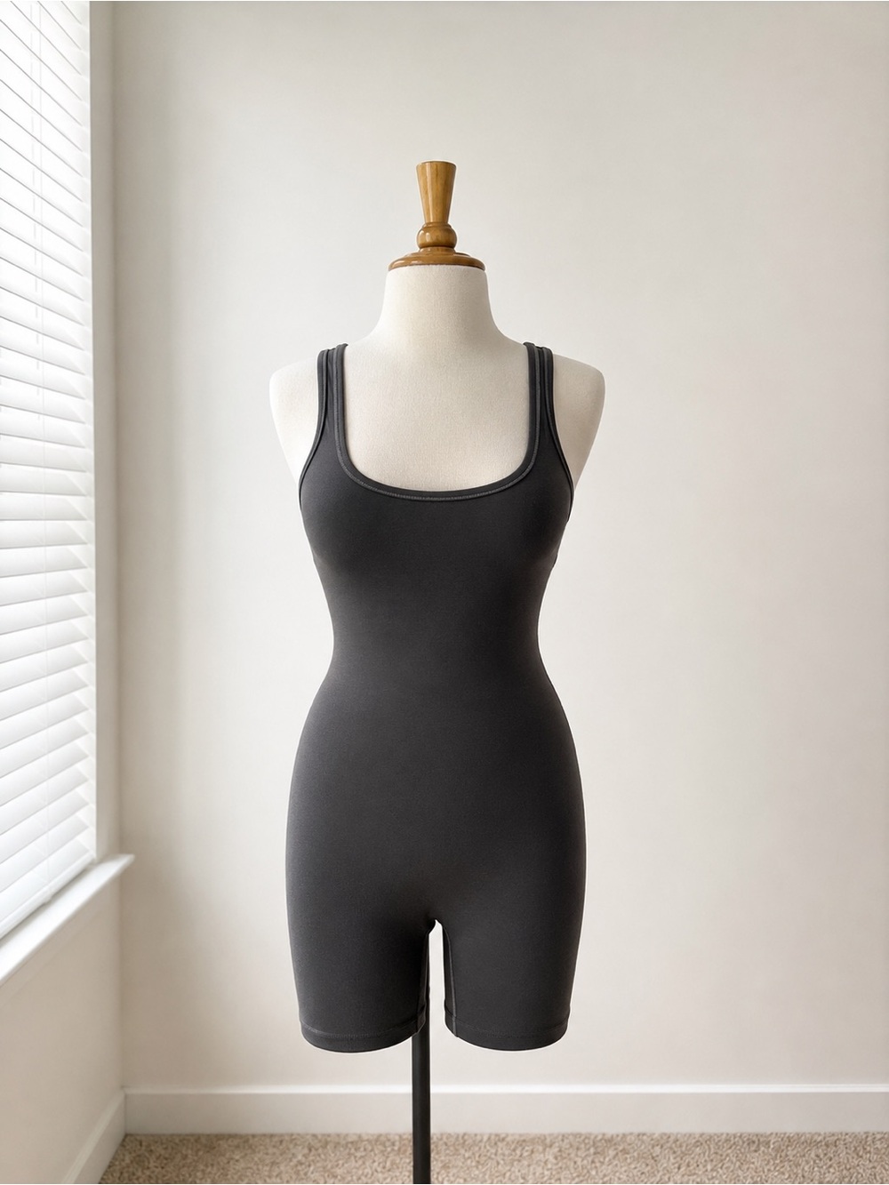 SKIMS Mid Thigh Bodysuit in Onyx